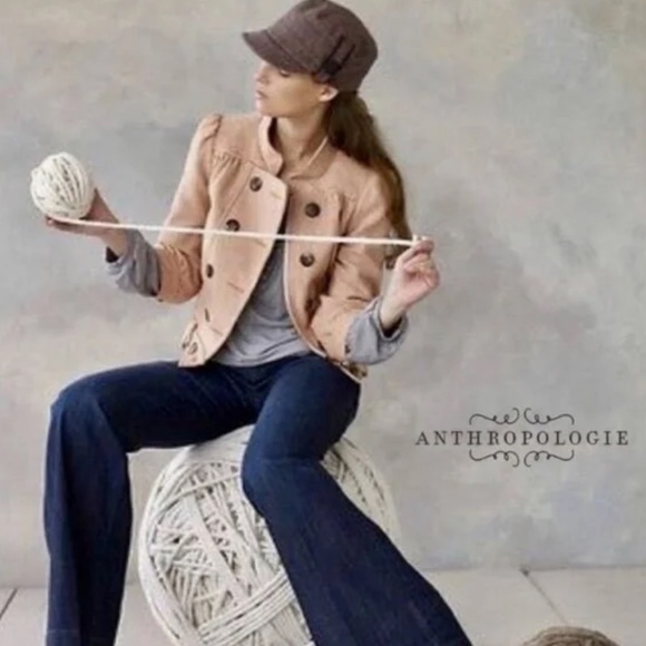 Anthropologie Idra Houndstooth Earhart Bomber Jacket Creamsicle Cropped Size 2 - Picture 1 of 5